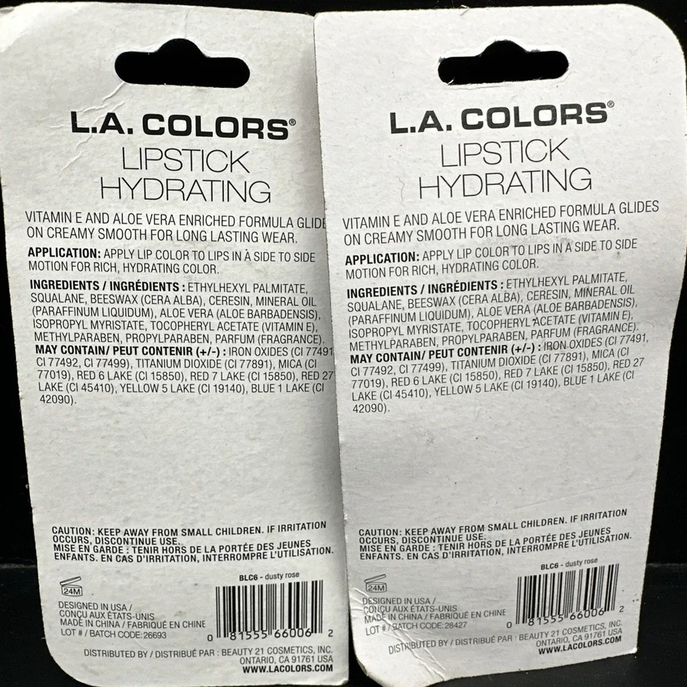 LA‎ COLORS BLC6 Dusty Rose CREAMY WEAR ALOE VERA VITAMIN E LIPSTICK Pack 2